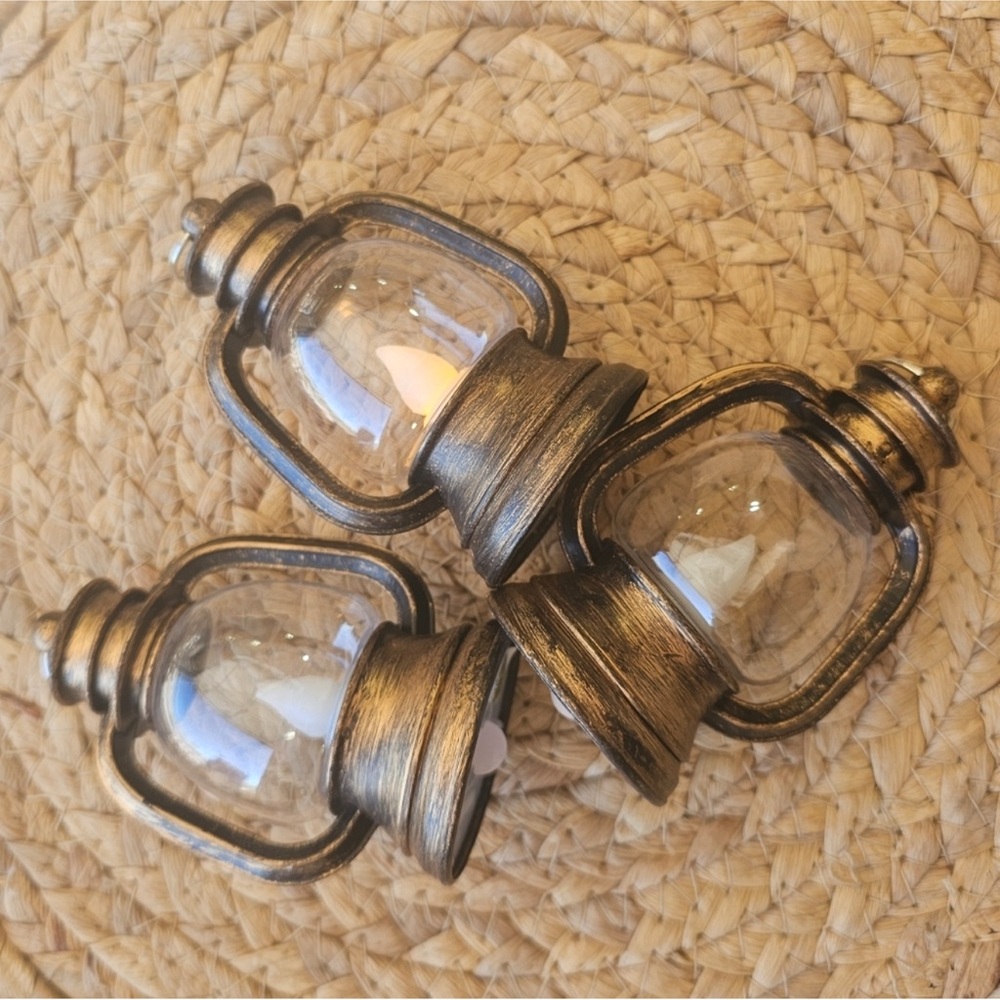 3 Piece Small Bronze Lantern Decor